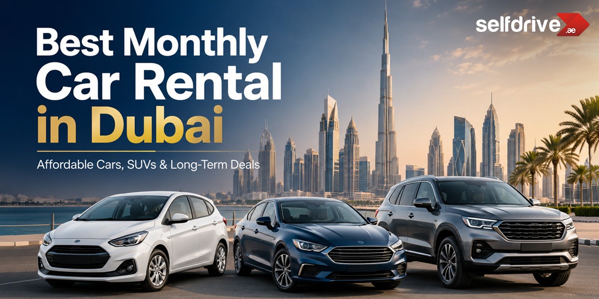 Best monthly car rental in Dubai with affordable cars, SUVs and long-term rental deals from SelfDrive UAE.